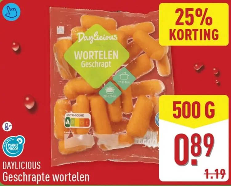 Aanbieding: Geschrapte wortelen