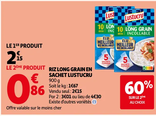 Promotie: Riz long grain en sachet
