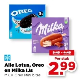 Alle Lotus, Oreo en Milka IJs