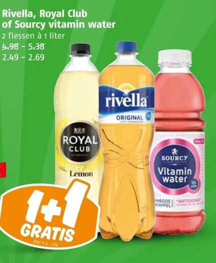 Aanbieding: Rivella, Royal Club of Sourcy vitamin water