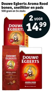 Aanbieding: Douwe Egberts Aroma Rood bonen, snelfilter en pads