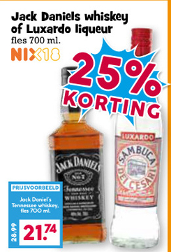 Aanbieding: Jack Daniels whiskey of Luxardo liqueur