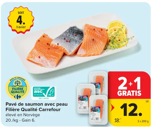 Offre: Pavé de saumon avec peau
