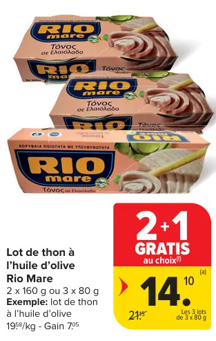 Offre: Lot de thon à l'huile d'olive