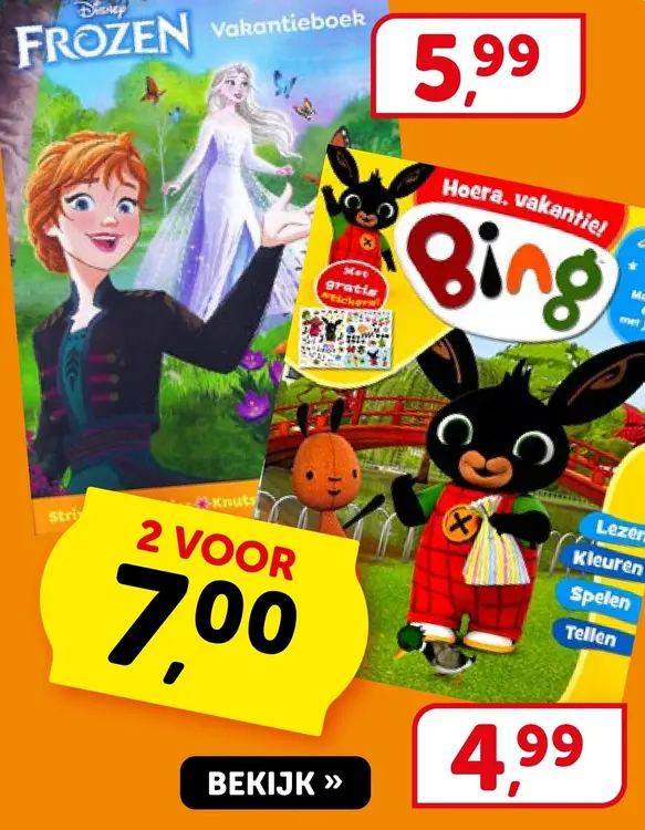 Aanbieding: Frozen of Bing vakantieboek