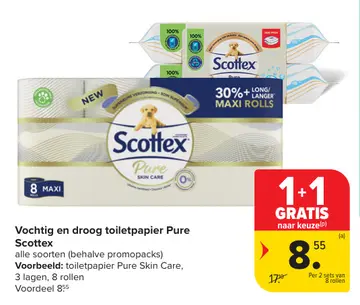 Aanbieding: Vochtig en droog toiletpapier Pure Scottex