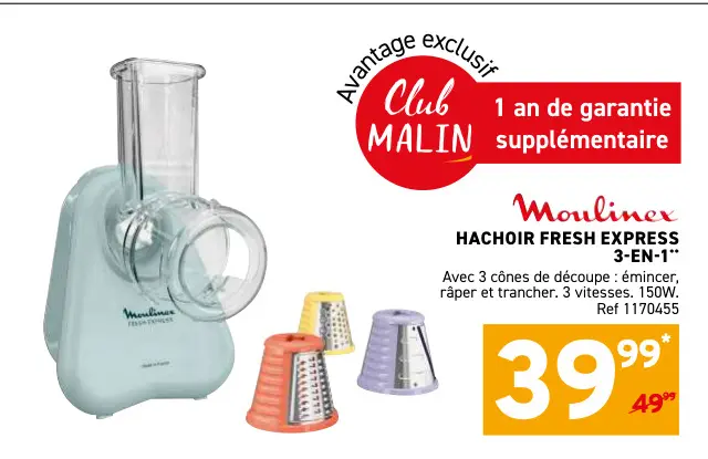 Offre: Hachoir fresh express 3-en-1