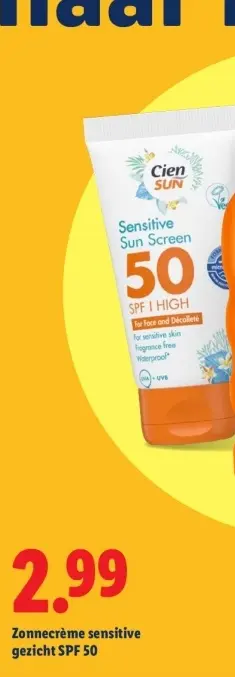 Aanbieding: Zonnecrème sensitive gezicht SPF 50