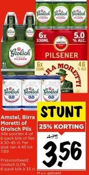 Aanbieding: Amstel, Birra Moretti of Grolsch Pils