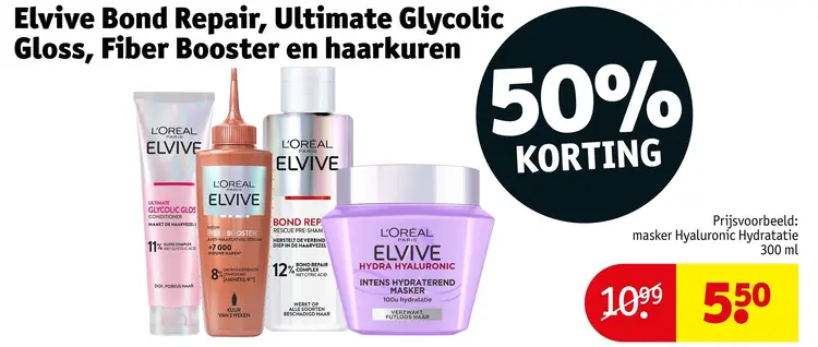 Aanbieding: Elvive Bond Repair, Ultimate Glycolic, Gloss, Fiber Booster en haarkuren