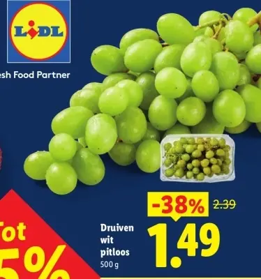 Aanbieding: Druiven wit pitloos
