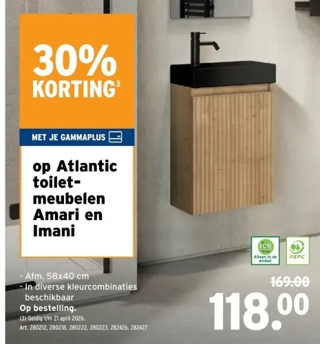Promotie: Atlantic toiletmeubelen Amari en Imani