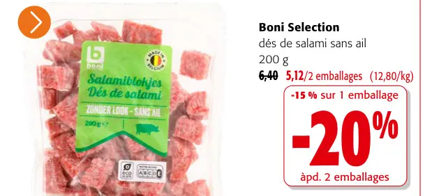 Offre: dés de salami sans ail