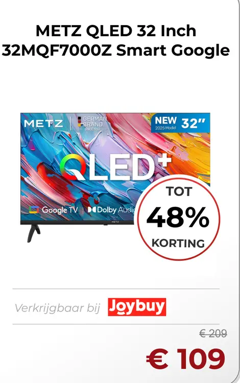 Aanbieding: METZ QLED 32 Inch 32MQF7000Z Smart Google