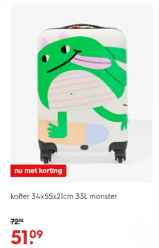 Aanbieding: koffer 34x55x21cm monster