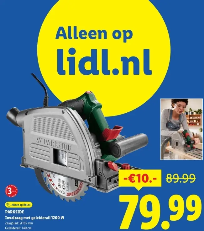 Aanbieding: Invalzaag met geleiderail 1200 W