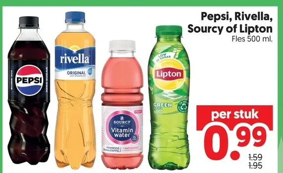 Aanbieding: Pepsi, Rivella, Sourcy of Lipton