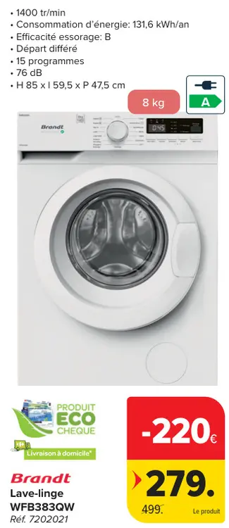 Offre: Lave-linge WFB383QW