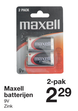 Aanbieding: Maxell batterijen 9V Zink