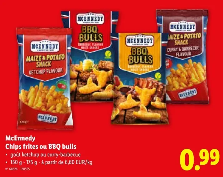 Offre: Chips frites ou BBQ bulls