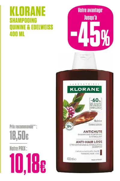Offre: Shampooing quinine & edelweiss