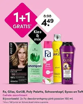 Aanbieding: Fa, Gliss, Got2B, Poly Palette, Schwarzkopf, Syoss en Taft