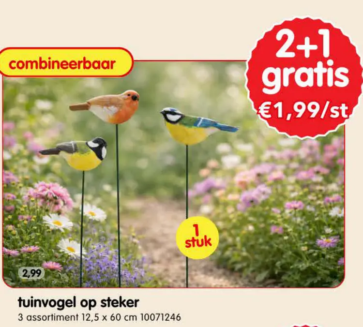 Promotie: tuinvogel op steker