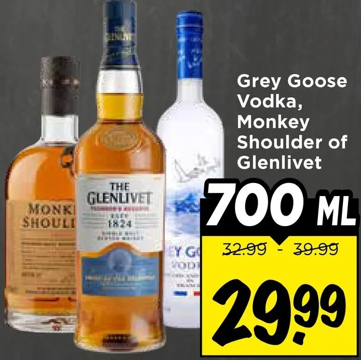 Aanbieding: Vodka, Monkey Shoulder of Glenlivet
