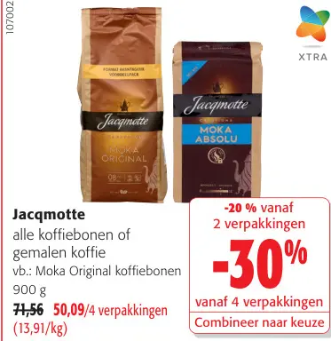 Promotie: Jacqmotte alle koffiebonen of gemalen koffie