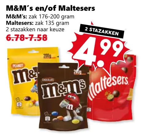 Aanbieding: M&M's en/of Maltesers