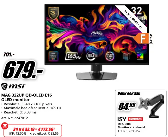 Promotie: MAG 322UP QD-OLED E16 OLED monitor