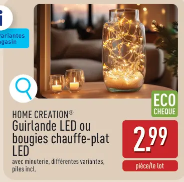 Offre: Guirlande LED ou bougies chauffe-plat LED