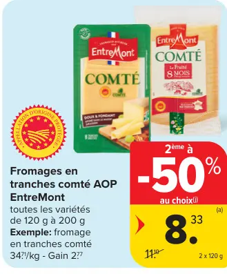 Offre: Fromages en tranches comté AOP