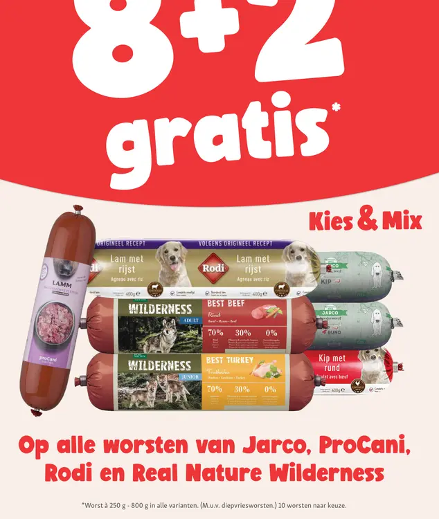 Aanbieding: Alle worsten van Jarco, ProCani, Rodi en Real Nature Wilderness