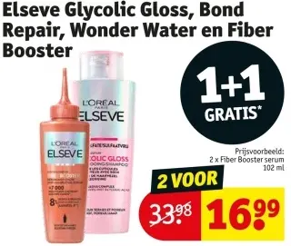 Aanbieding: Elseve Glycolic Gloss, Bond Repair, Wonder Water en Fiber Booster