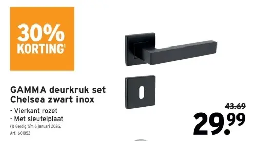 Promotie: deurkruk set Chelsea zwart inox