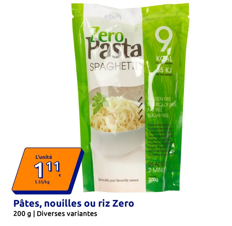 Offre: Pâtes, nouilles ou riz Zero