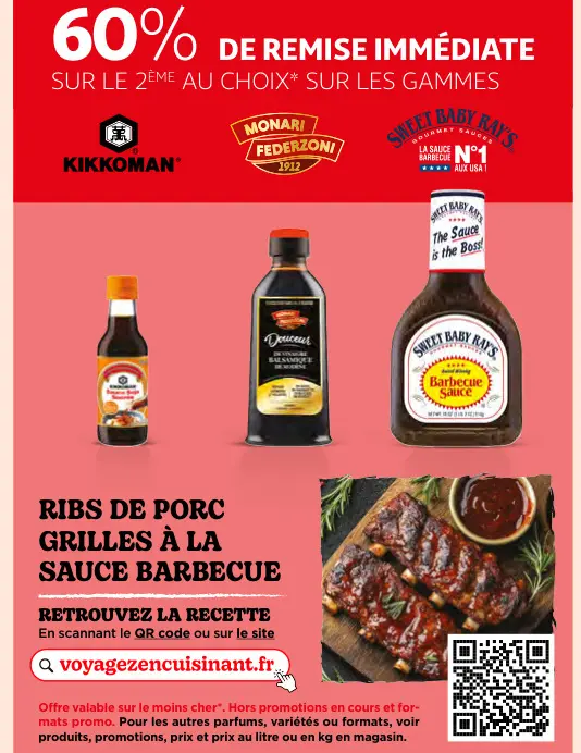 Offre: Ribs de porc grilles à la sauce barbecue
