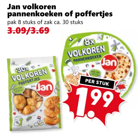 Aanbieding: Volkoren pannenkoeken of poffertjes