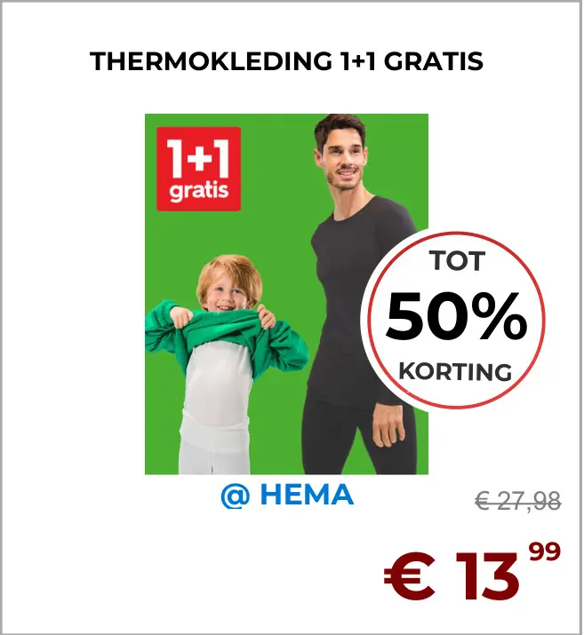 Aanbieding: Thermokleding 1+1 gratis @ HEMA