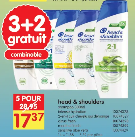 Offre: head & shoulders shampoo 300ml