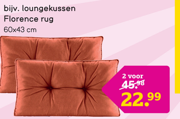 Aanbieding: Loungekussen Florence rug - donkergroen - 60x43 cm
