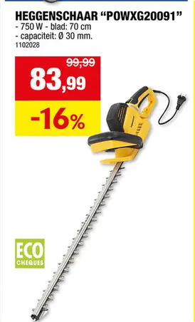 Promotie: Powerplus POWXG20091 elektrische heggenschaar 750W 70cm
