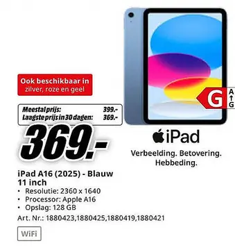 Aanbieding: iPad A16 (2025) - Blauw
