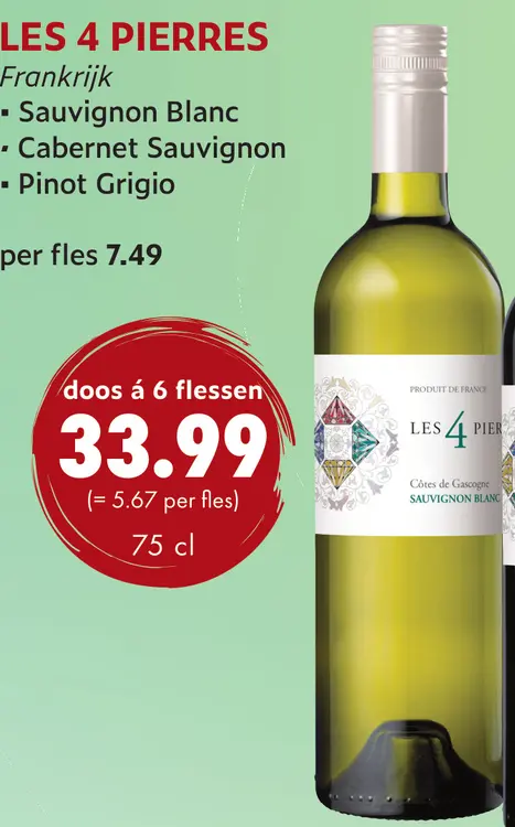 Aanbieding: Les 4 Pierres Frankrijk doos à 6 flessen voor €33,99