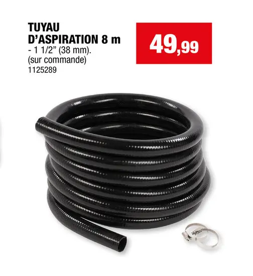 Offre: Powerplus tuyau d'aspiration 8m 1 1/2" (38mm)