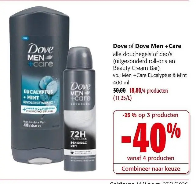 Promotie: alle douchegels of deo's (uitgezonderd roll-ons en Beauty Cream Bar