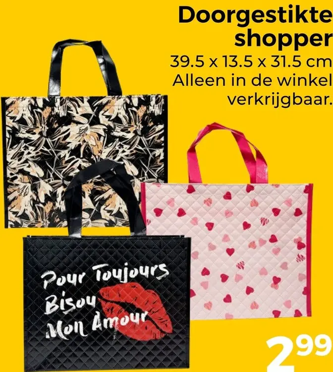 Aanbieding: Doorgestikte shopper