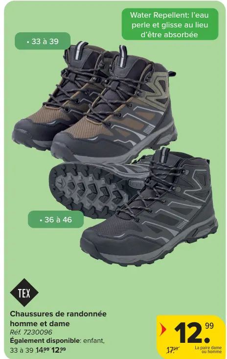 Offre: Chaussures de randonnée homme et dame