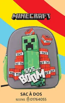 Offre: Minecraft Sac à dos 3D 32X12X26cm